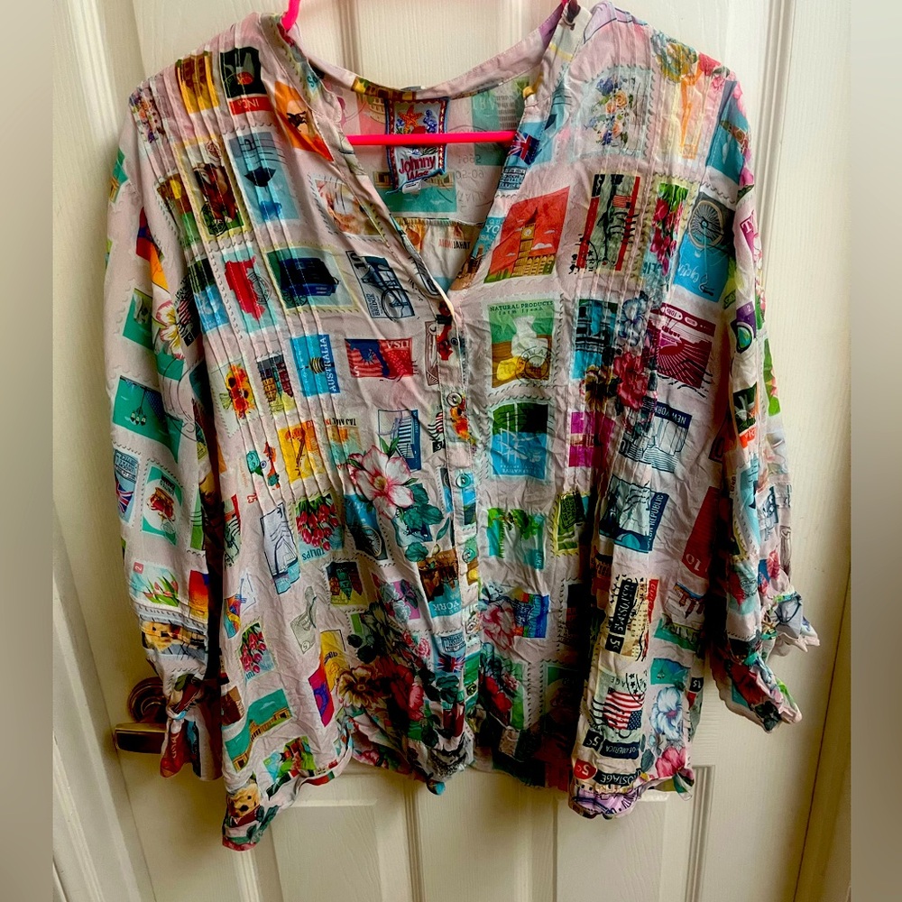 Johnny Was postcard blouse